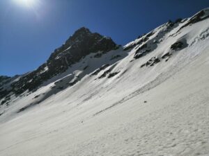 Steep final snow climb.