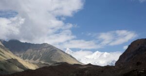 Trekkers entering the remote wilderness.